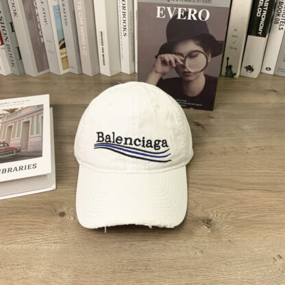 Balenciaga letter embroidered soft top washed distressed cut hole personalized baseball cap - Image 4