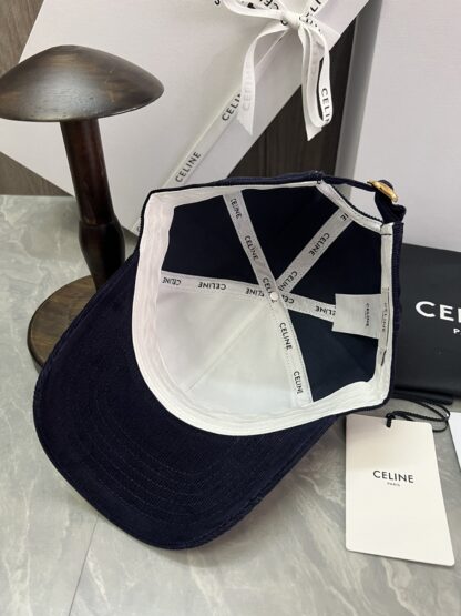 Cotton velvet baseball cap with Celine logo patch - Image 4