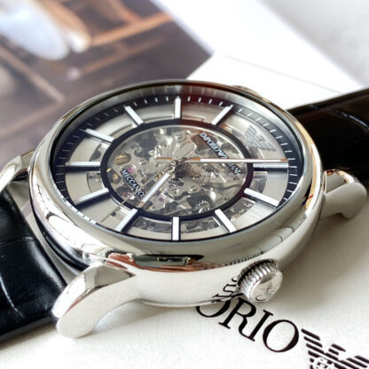 Armani 1981 Silver Hollow Transparent Strap Automatic Mechanical Watch - Image 5
