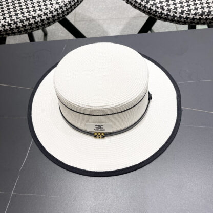 Celine summer flat top sun protection all-match senior straw hat - Image 4