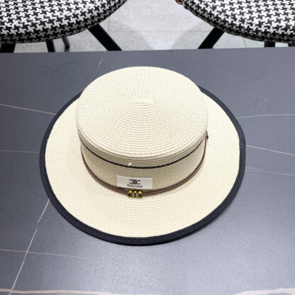 Celine summer flat top sun protection all-match senior straw hat - Image 4