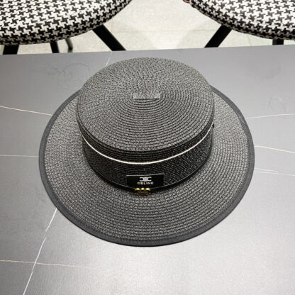 Celine summer flat top sun protection all-match senior straw hat - Image 4