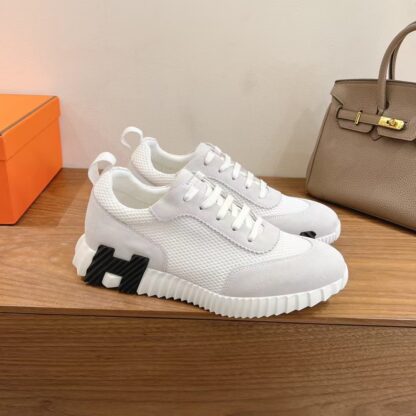 Hermes couple white and gray casual sports shoes - Image 4