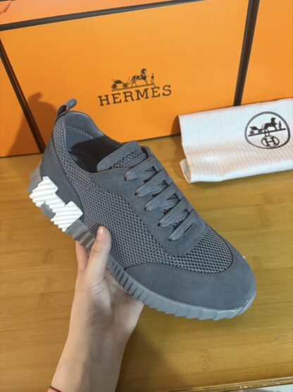 Hermès classic grey couple breathable casual sneakers - Image 4