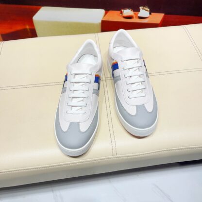 Hermes white and blue high-end men's low-top thick-soled casual sports shoes - Image 4