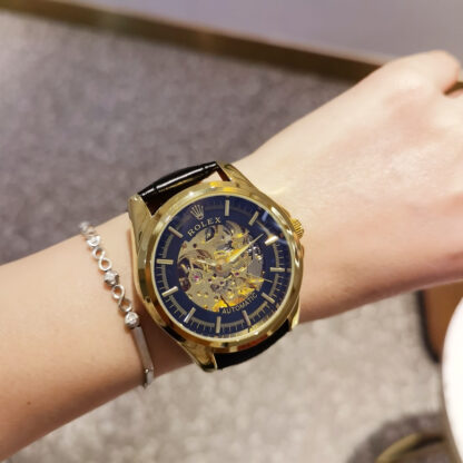 Rolex genuine leather strap + double push butterfly buckle - Image 4