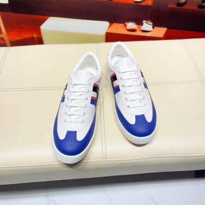 Hermès white and navy high-end men's low-top thick-soled casual sneakers - Image 4