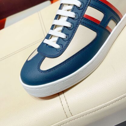 Hermès beige and blue high-end men's low-top thick-soled casual sneakers - Image 4