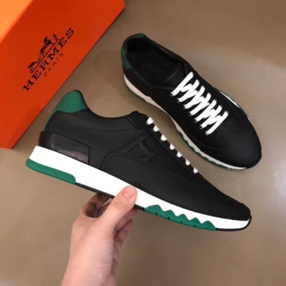 Hermès Paris catwalk simple classic black and green casual shoes - Image 4