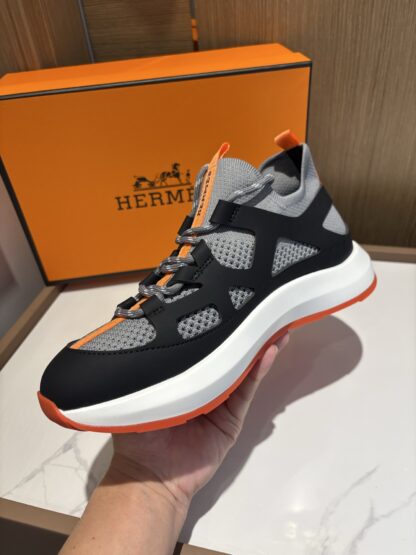 Hermes black and gray stylish simple casual sports shoes - Image 4