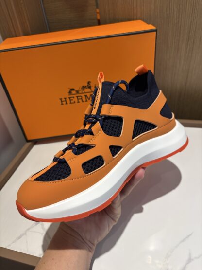 Hermes orange blue fashion simple casual sports shoes - Image 4