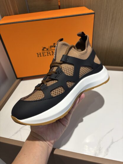 Hermes brown and black stylish simple casual sports shoes - Image 4