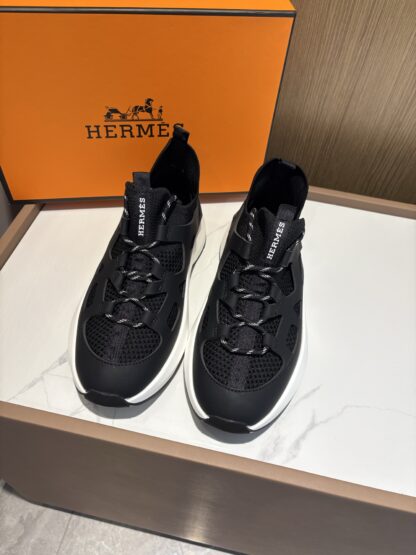 Hermes black stylish simple casual sports shoes - Image 4