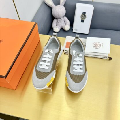 Hermès classic couple style gray-green color matching sports casual shoes - Image 4