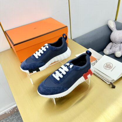 Hermès Spring and Summer Classic Couple Style White and Blue Colorblock Sports Casual Shoes - Image 4