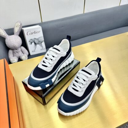 Hermès Spring and Summer Classic Couple Black and Blue Colorblock Sports Casual Shoes - Image 4