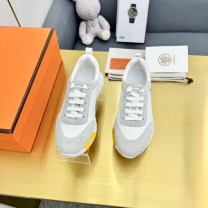 Hermès Spring and Summer Classic Couple Style Grey and Blue Colorblock Sports Casual Shoes - Image 4
