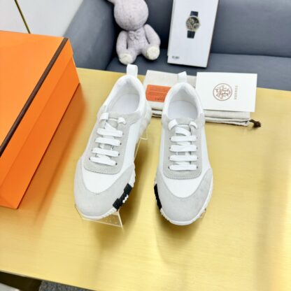 Hermes Spring and Summer Classic Couples British White, Gray and Black Colorblock Sports Casual Shoes - Image 4