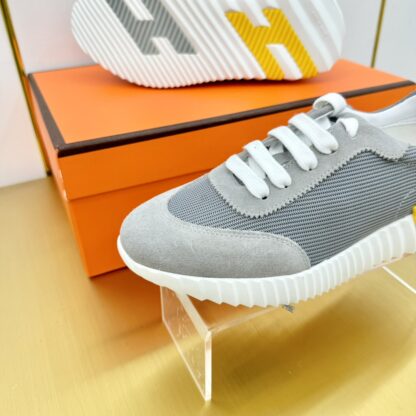 Hermès Spring and Summer Classic Couple Style British Gray and Yellow Colorblock Sports Casual Shoes - Image 4