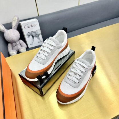 Hermès Spring and Summer White and Orange Colorblock Couple Classic Sports Casual Shoes - Image 4