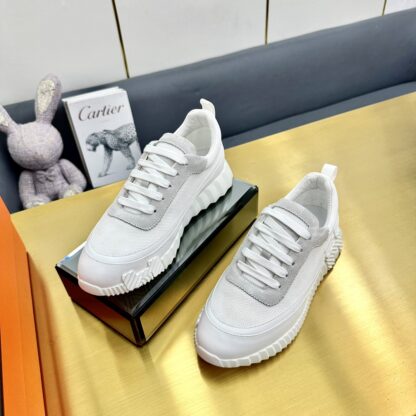 Hermès Spring and Summer Gray and White Colorblock Couple Classic Sports Casual Shoes - Image 4