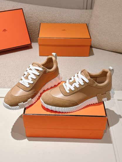 Hermes classic couple light brown comfortable casual sports shoes - Image 4