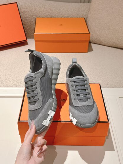 Hermes classic couple style dark gray comfortable casual sports dad shoes - Image 4