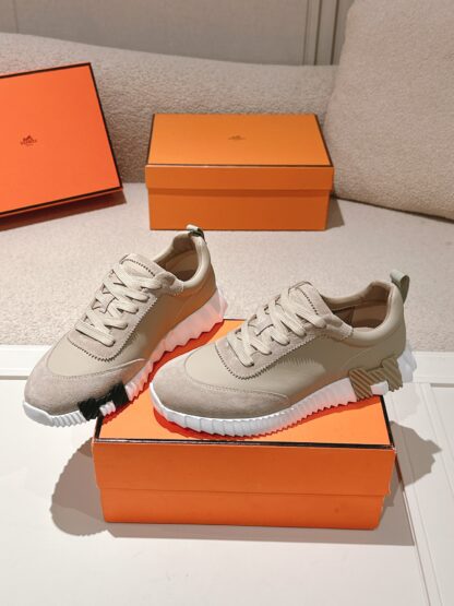 Hermes classic couple style gray brown comfortable casual sports dad shoes - Image 4