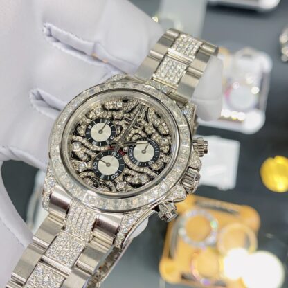 Rolex Omega Full Diamond Chronograph Model - Image 4