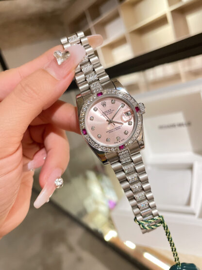 Rolex Log Series Classic Women's Model Solid Core Three-Bead Steel Strap - Image 4