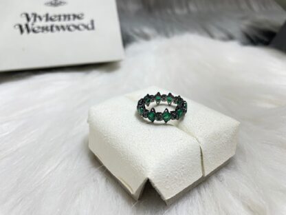 Vivienne Westwood Multi-Saturn Green Diamond Ring - Image 4