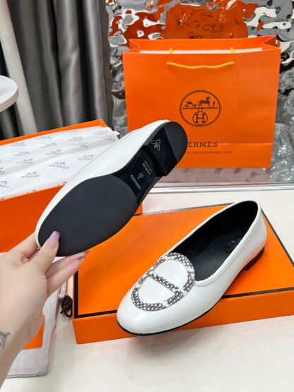 Hermès Spring Classic White Handcrafted Loafers - Image 4