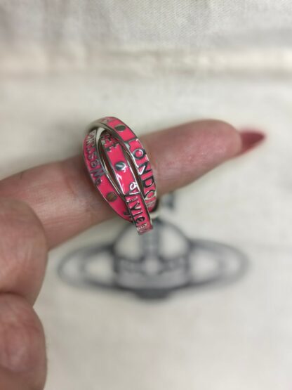 Vivienne Westwood rose red enamel three-ring ring - Image 4