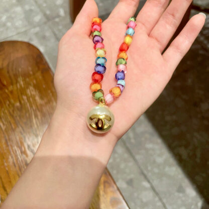 Chanel Colorful Pearl Double C Necklace - Image 4