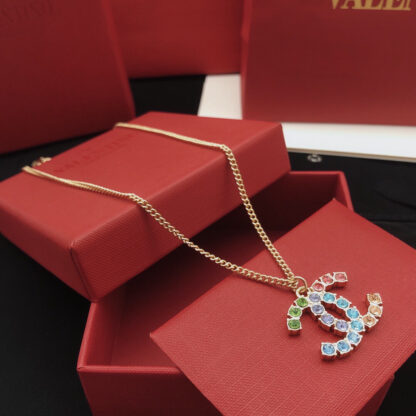 Chanel Colored Diamond Double C Necklace - Image 3