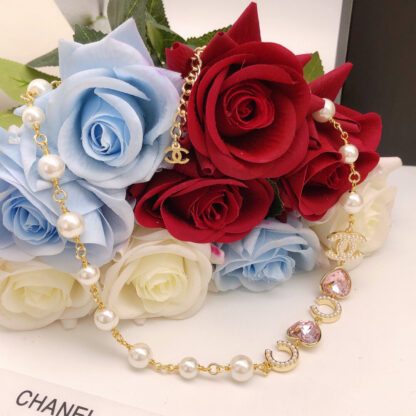 Chanel Pink Heart Diamond Necklace - Image 4