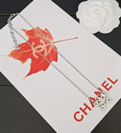 Chanel Pink Diamond White Gold Butterfly Necklace - Image 4