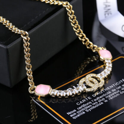 Chanel Pink Diamond Necklace Clavicle Chain - Image 3