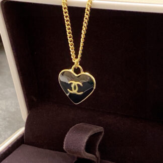 Chanel Black Heart Double-Sided Necklace