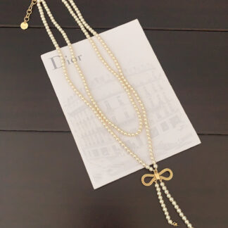 Chanel Bow Double Pearl Necklace