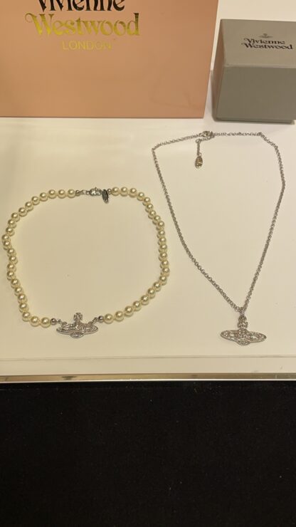 Vivienne Westwood classic full diamond Saturn pendant necklace - Image 4