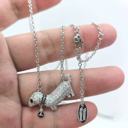 Vivienne Westwood puppy diamond Saturn enamel necklace - Image 4