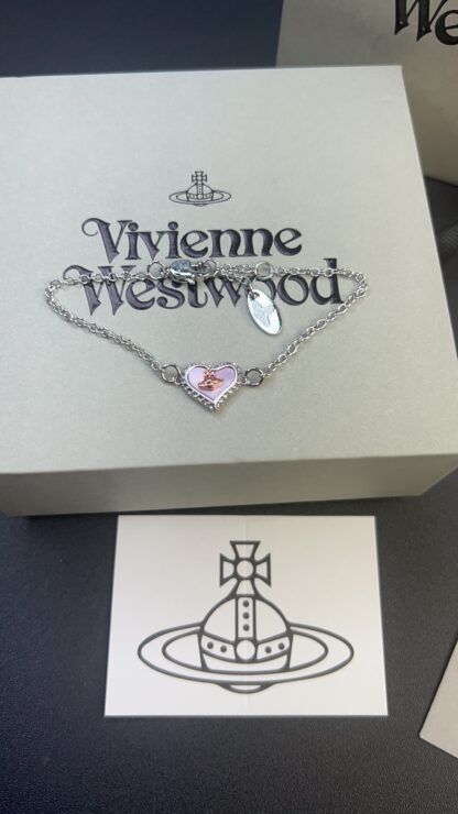 Vivienne Westwood white gold and pink mother-of-pearl bracelet - Image 4