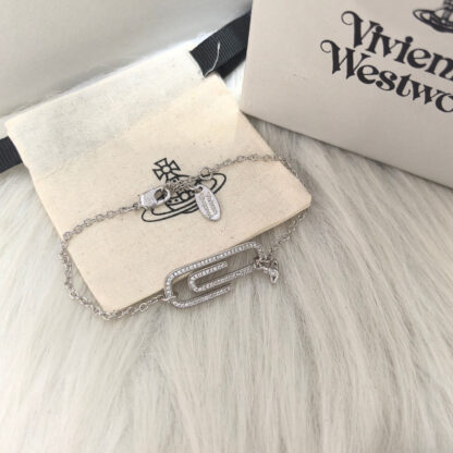 Vivienne Westwood Zircon Paperclip Saturn Bracelet - Image 4
