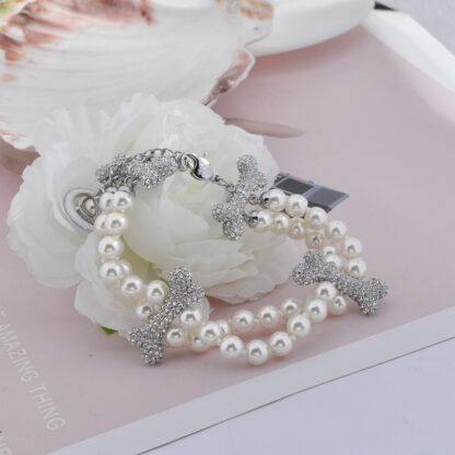 Vivienne Westwood Bone Double Row Pearl Bracelet - Image 4