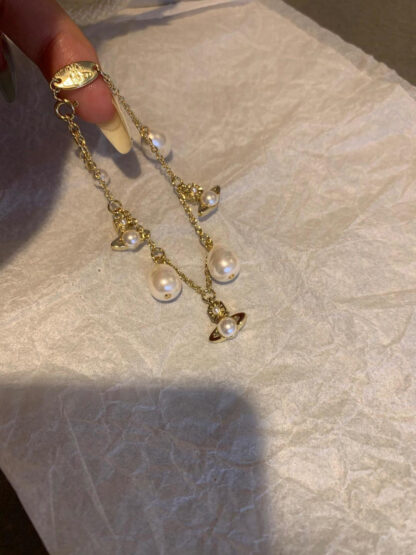 Vivienne Westwood Classic Sparkling Saturn Ring Bracelet - Image 4