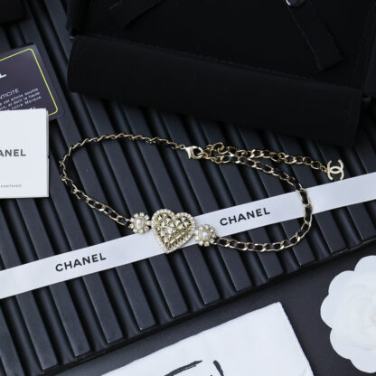 Chanel diamond heart lambskin necklace - Image 3