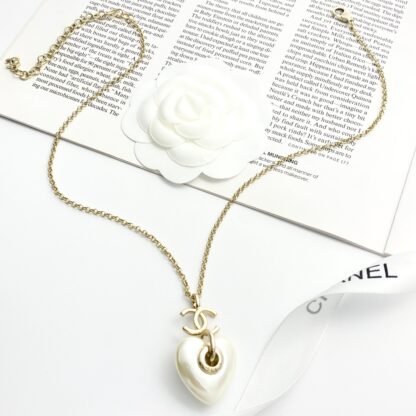 Chanel Creamy White Heart Necklace - Image 5