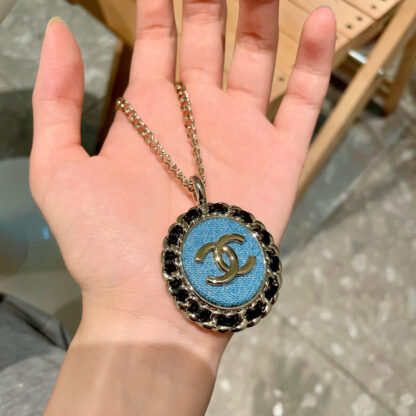 Chanel Denim Blue Double C Necklace - Image 5