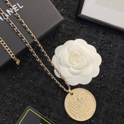 Chanel leather chain metal medal necklace - Image 4